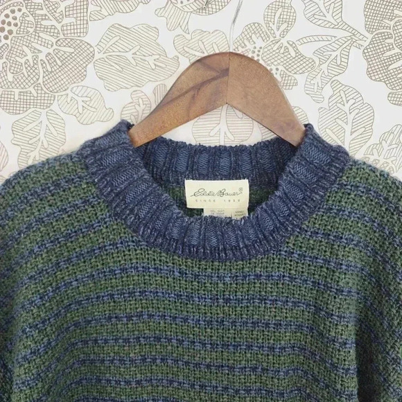 Eddie Bauer Heavy Linen Blend Crewneck Knit Sweater men's L Pullover 3378 - Picture 3 of 6